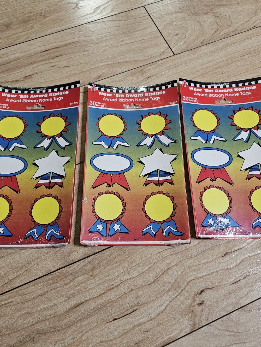 Vintage 80s 90s Stickers Reward Badges Ribbons Lot of 3 Bundle 90ct Wear 'Em NOS